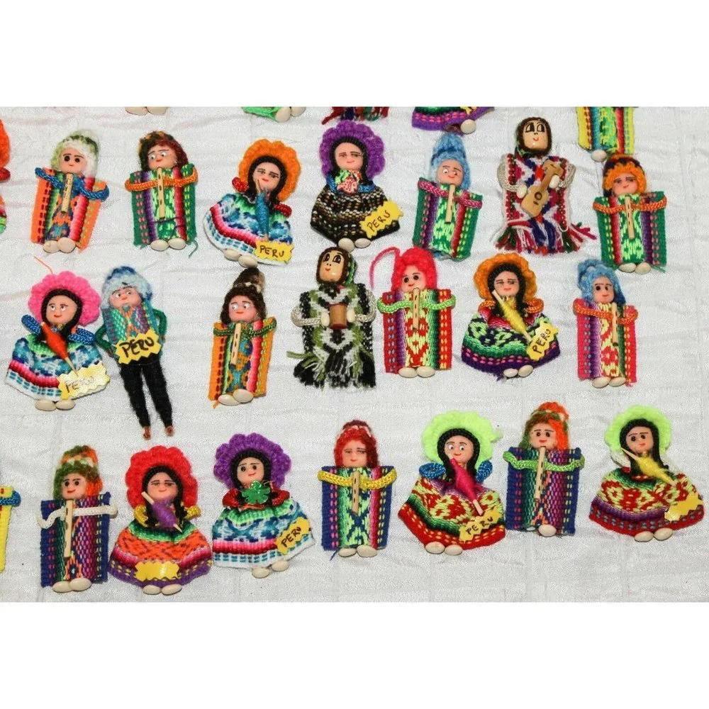 Lot of 2 Peruvian Peru Fridge Magnets Medallion Llamas Native Man Woman - Picture 7 of 11